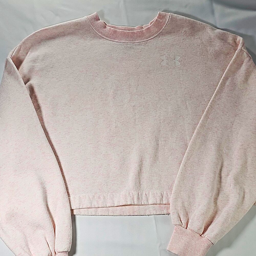 Under Armour Rival Women's Pink Fleece Crewneck Logo Pullover Sweatshirt M